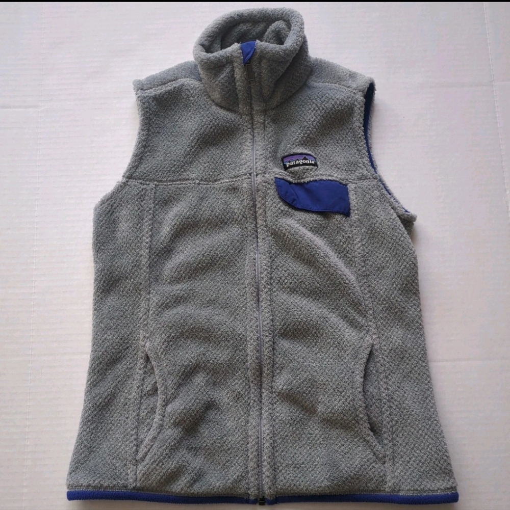 Patagonia Gray and Purple Fleece Vest XS